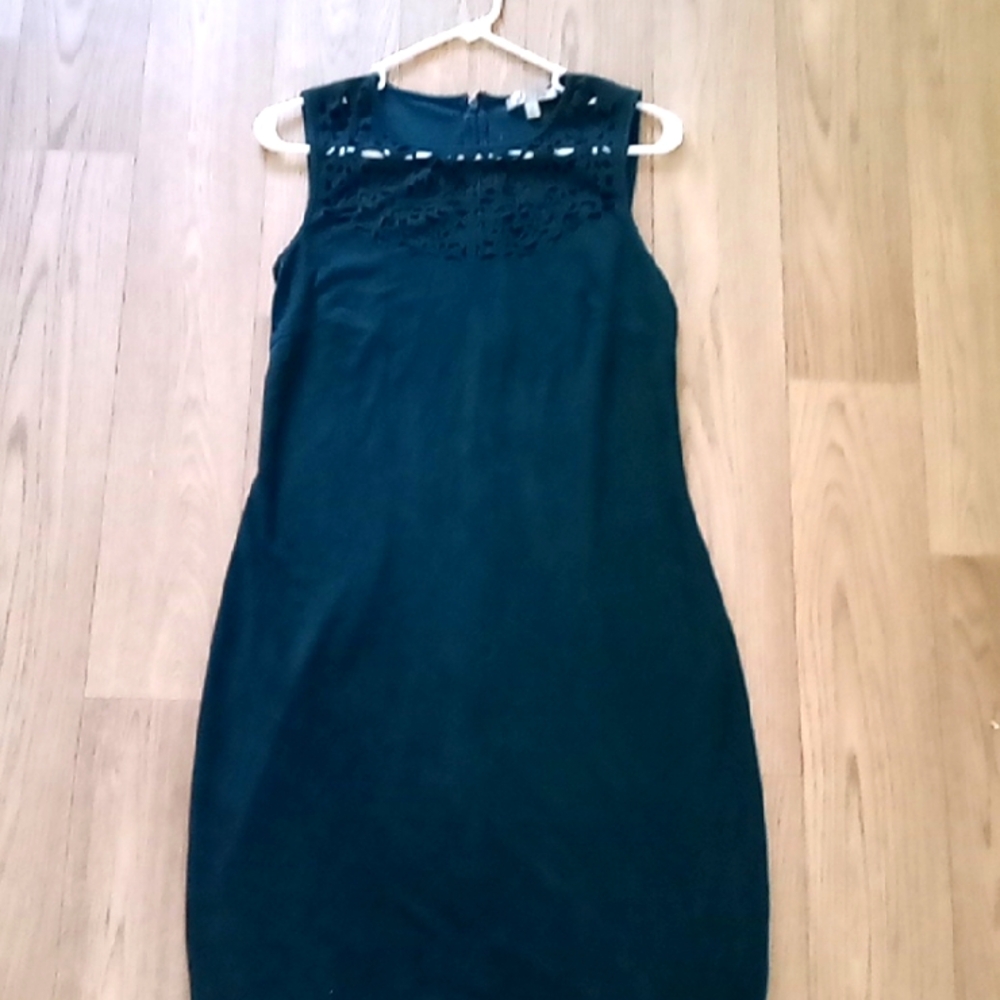 Emerald Dark Green Suede Sleeveless Dress